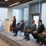 Baltimore Business Lending Launch Event with Mary Miller at podium