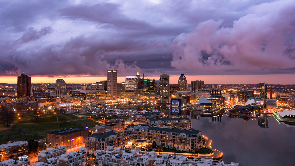 Baltimore City Skyline in winter