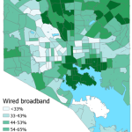 Map of wired internet connection by census tract in Baltimore