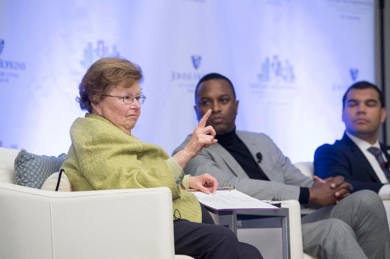 Sen. Mikulski discussing the census at the symposium