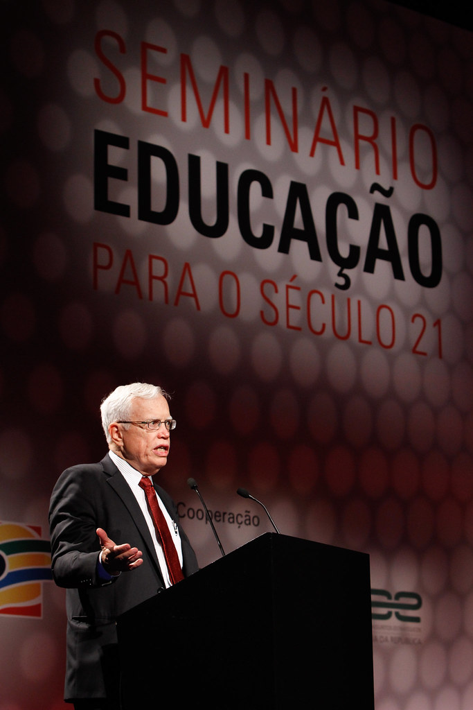 James Heckman at a podium