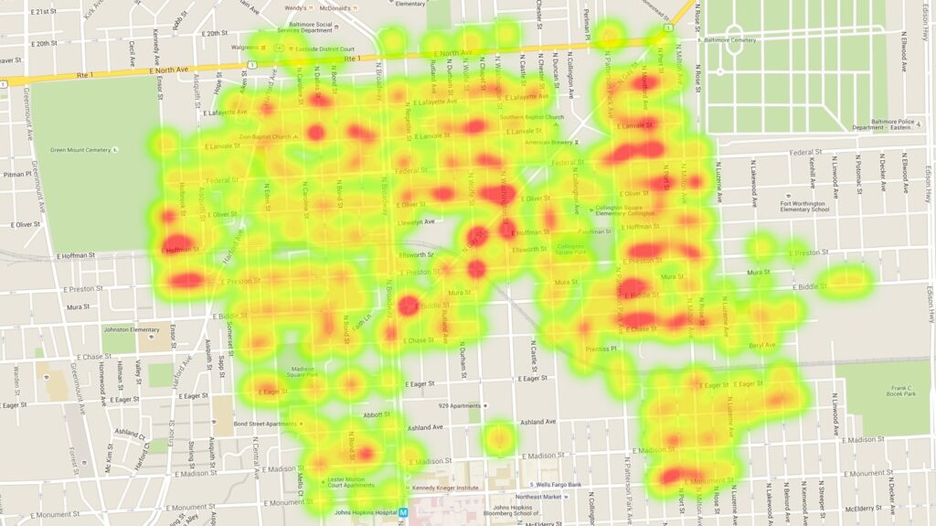 Trash on street heat map