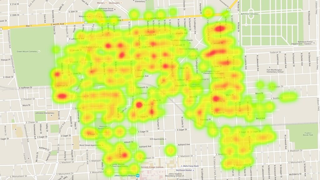 Cigarettes on street heat map